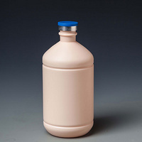 b14 500ml plastic pink vaccien bottle with rubber stopper