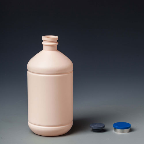 b14 500ml plastic pink vaccien bottle with rubber stopper  