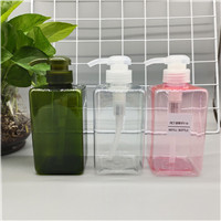 250 450 650ml emulsion square plastic bottle Quality PET shampoo bottle customizable color