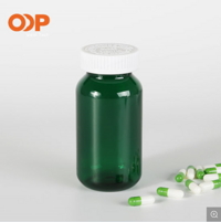 Pet Plastic Amber Solid Pill Bottle Healthcare Supplement Container Withscrew Cap 250ml