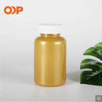 Pet Plastic Amber Solid Pill Bottle Healthcare Supplement Container Withscrew Cap 300ml