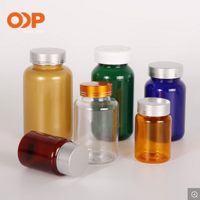 Pet Plastic Amber Solid Pill Bottle Healthcare Supplement Container Withscrew Cap