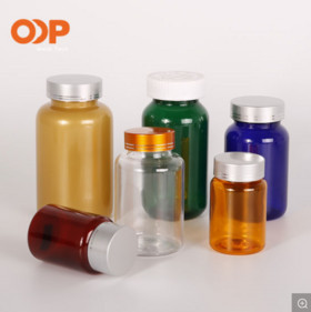 Pet Plastic Amber Solid Pill Bottle Healthcare Supplement Container Withscrew Cap