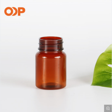 Pet Plastic Amber Solid Pill Bottle Healthcare Supplement Container Withscrew Cap 50ml