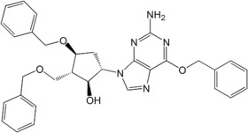 (1S,2S,3S,5S)-5-(2-Amino-6-(benzyloxy)-9H-purin-9-yl)-3-(benzyloxy)-2-(benzyloxymethyl)cyclopentanol