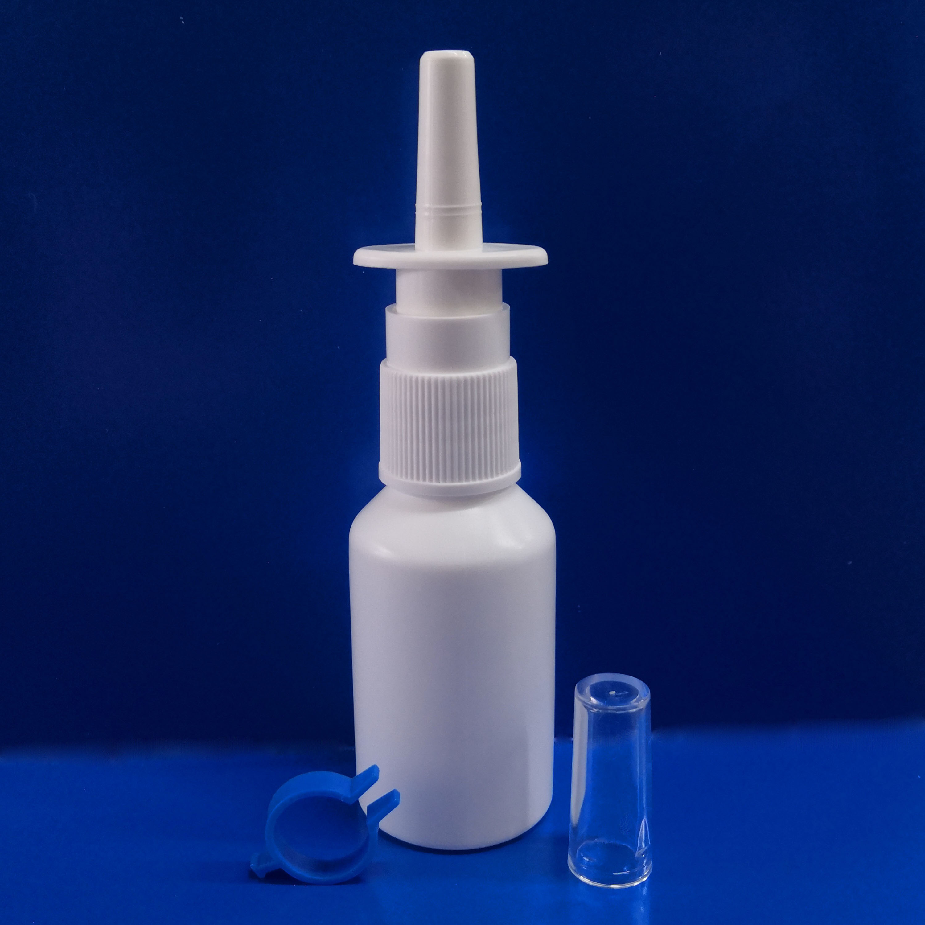 Metered nasal sprayer (nasal spray pump), screw on, snap on, crimp on.  