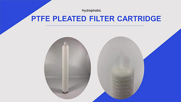 Hydrophobic PTFE pleated filter cartridge