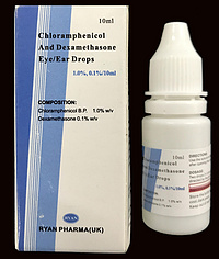 Chloramphenicol and dexamethasone eye/ear drops,1%+ 0.1% /10ml