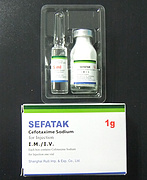 Cefotaxime sodium for injection+Water for injection,1g+10ml