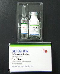 Cefotaxime sodium for injection+Water for injection,1g+10ml