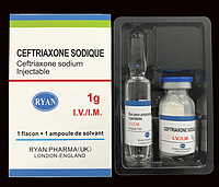 Ceftriaxone sodium for injection+WFI, 1g+10ml