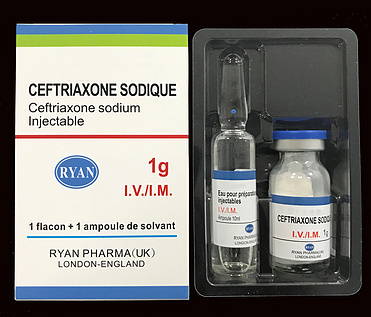 Ceftriaxone sodium for injection+WFI, 1g+10ml