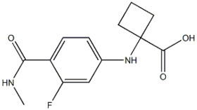 1-((3-fluoro-4-(methylcarbamoyl)phenyl)amino)cyclobutanecarboxylic acid