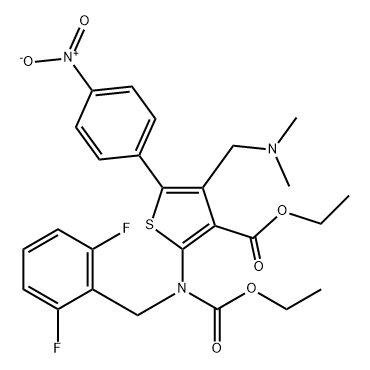 ethyl 2-((2,6-difluorobenzyl)(ethoxycarbonyl)amino)-4-((dimethylamino)methyl)-5-(4-nitrophenyl)thiop