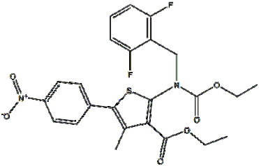 ethyl 2-((2,6-difluorobenzyl)(ethoxycarbonyl)amino)-4-methyl-5-(4-nitrophenyl)thiophene-3-carboxylat