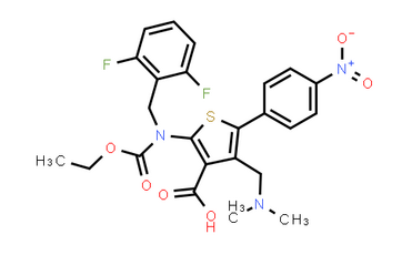 2-((2,6-difluorobenzyl) (ethoxycarbonyl) amino) -4-((dimethylamino) methyl) -5- (4-nitrophenyl) thio
