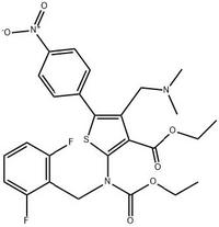 2-[(2,6-Difluorobenzyl)et hoxycarbonylamino]-4-(( dimethylamino)methyl)-5 -(4-nitrophenyl)thiophen e