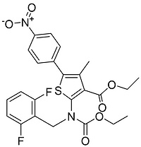 2-[[(2,6-difluorophenyl) methyl](ethoxycarbonyl) amino]-4-methyl-5-(4-nit rophenyl)-3-Thiopheneca rb