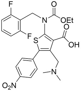 2-((2,6-difluorobenzyl)(e thoxycarbonyl)amino)-4- ((dimethylamino)methyl) -5-(4-nitrophenyl)thiophe 