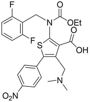 2-((2,6-difluorobenzyl)(e thoxycarbonyl)amino)-4- ((dimethylamino)methyl) -5-(4-nitrophenyl)thiophe 