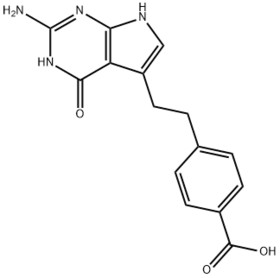 4-[2-(2-amino-4,7-dihydro-4-oxo-1h-pymol [2,3-d] pyrimodin-5-yl)ethyl] benzoic acid