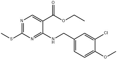 5-Pyrimidinecarboxylicacid, 4-[[(3-chloro-4-methoxyphenyl)methyl]amino]-2-(methylthio)-, ethyl ester