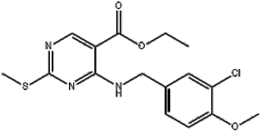 5-Pyrimidinecarboxylicacid, 4-[[(3-chloro-4-methoxyphenyl)methyl]amino]-2-(methylthio)-, ethyl ester