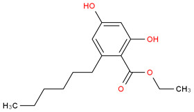 Benzoic acid, 2-hexyl-4, 6-dihydroxy-, ethyl ester