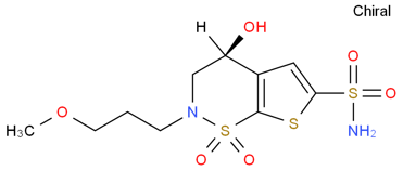 (S)-3,4-Dihydro-4-hydroxy-2-(3-methoxypropyl)-2H-thieno[3,2-e]-1,2-thiazine-6-sulfonamide 1,1-dioxid