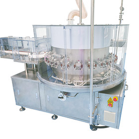 Vertical ultrasonic vial washing machine