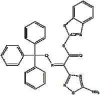 (2Z)-2-(5-amino-1,2,4-thiadiazol-3-yl)-1-(1,3-benzothiazol-2-ylsulfanyl)-2-[(triphenylmethoxy)imino]