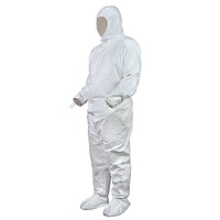 K5F4 white ISO 5 disposable coverall without hood and foot for cleanrooms and laboratory environment