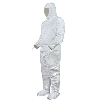 K5F4 white ISO 5 disposable coverall without hood and foot for cleanrooms and laboratory environment