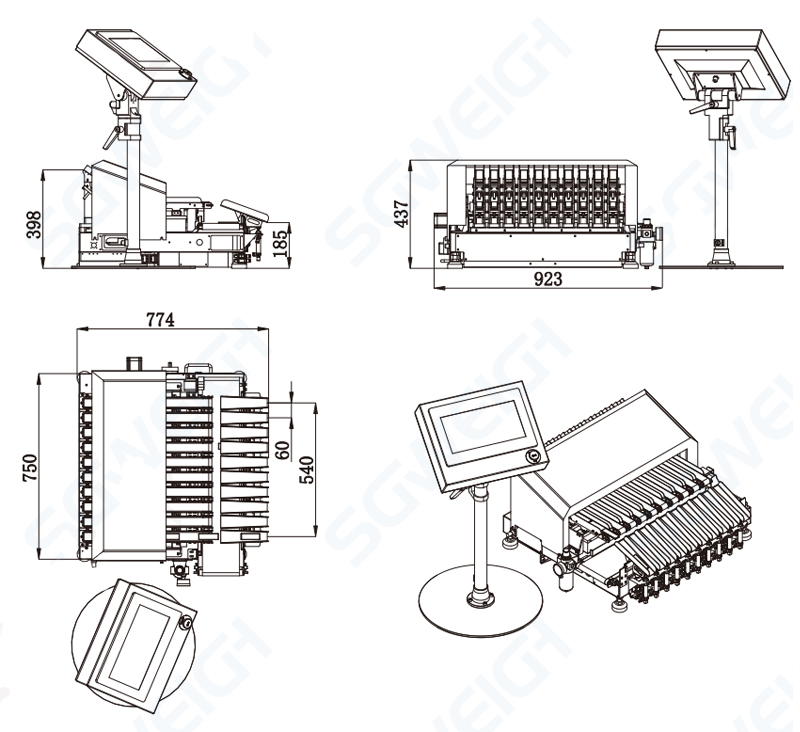 SG-XM Individual Stick Packs Multi-line Checkweigher Weighing System (2-12 lane)  