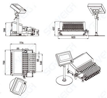 SG-XM Individual Stick Packs Multi-line Checkweigher Weighing System (2-12 lane)