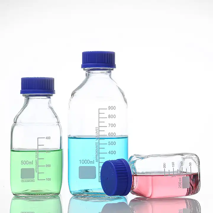 100-20000ml Borosilicate Glass Graduated Reagent Bottle with GL45/GL80 Blue Screw Cap  