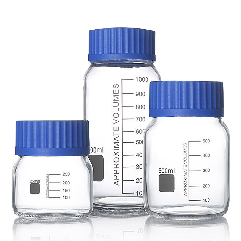 100-20000ml Borosilicate Glass Graduated Reagent Bottle with GL45/GL80 Blue Screw Cap  
