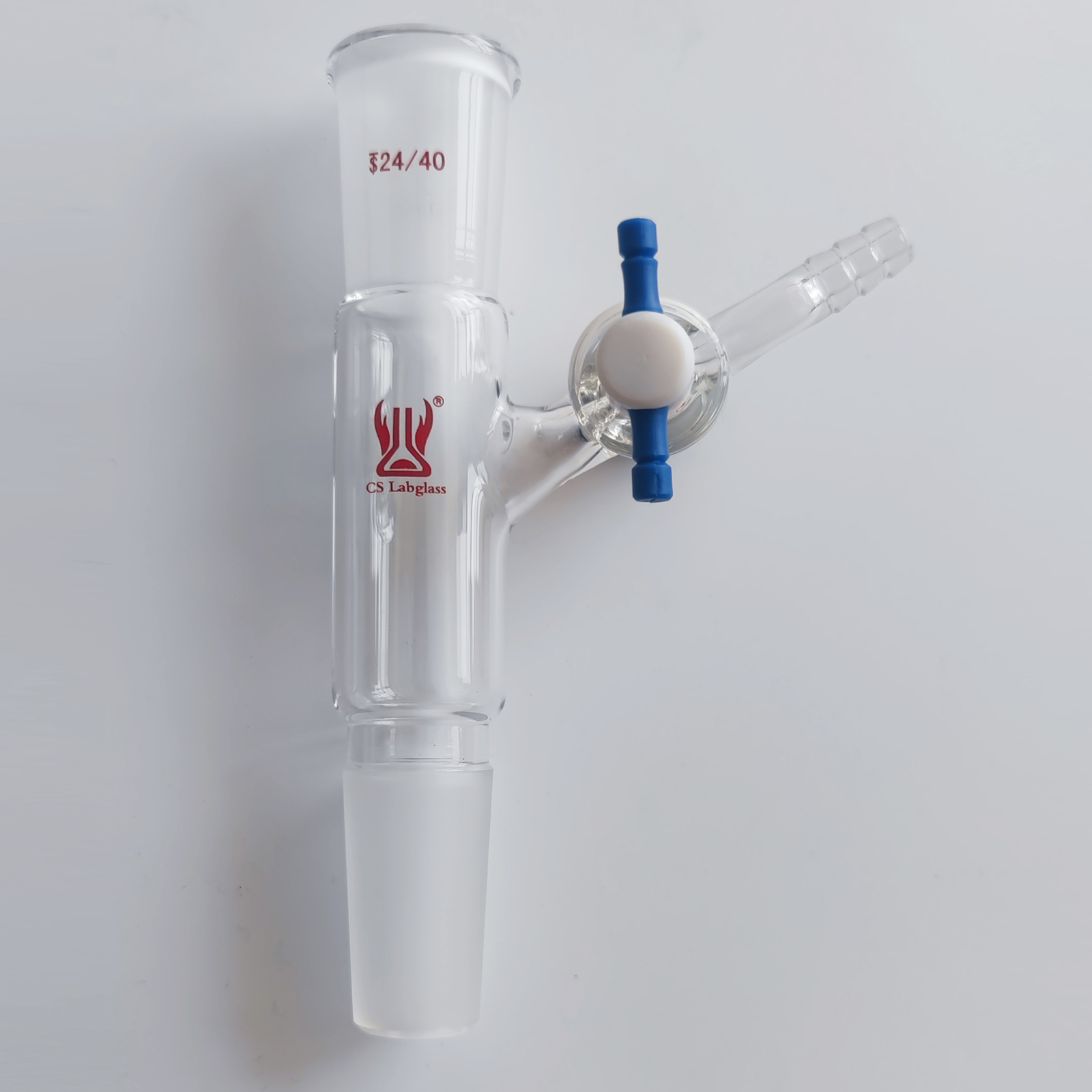 Borosilicate Glass Flow Control Connecting Adapter with Side PTFE Stopcock Serrated Hose  