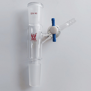 Borosilicate Glass Flow Control Connecting Adapter with Side PTFE Stopcock Serrated Hose