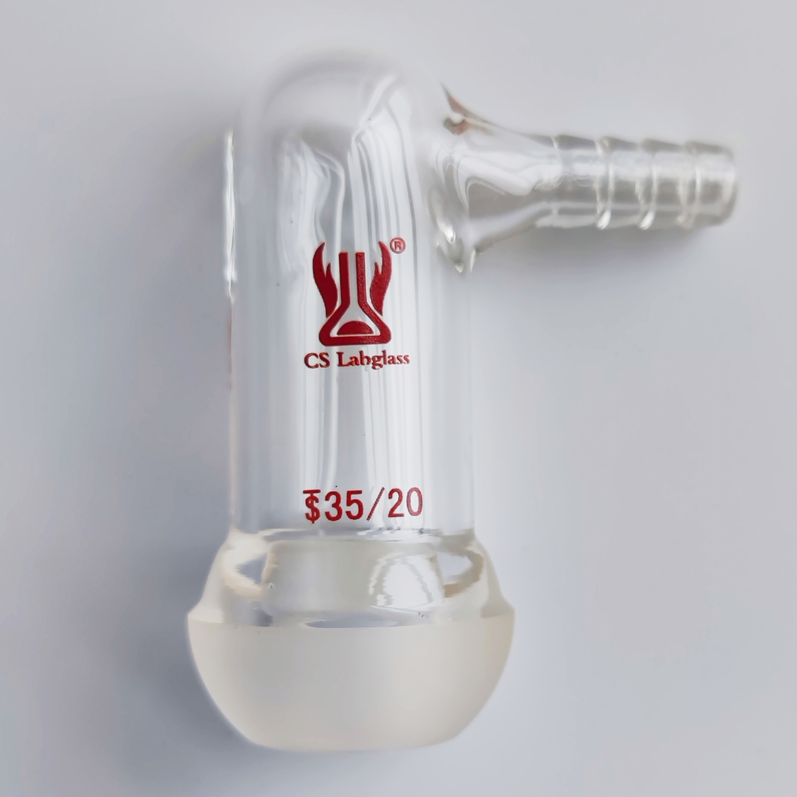 35/20 Glass Space Efficient Inlet Adapters Inner Joint 90 Degree  