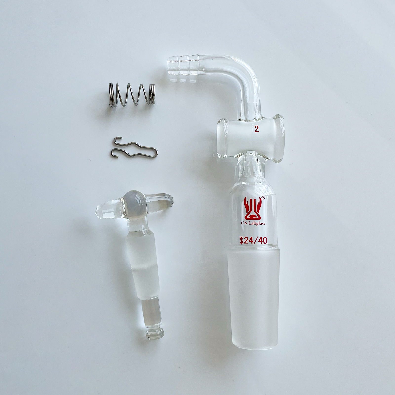 90 Degree Bent Glass Inlet Adapter with Glass Stopcock Serrated Hose  