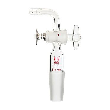 90 Degree Bent Glass Inlet Adapter with Glass Stopcock Serrated Hose