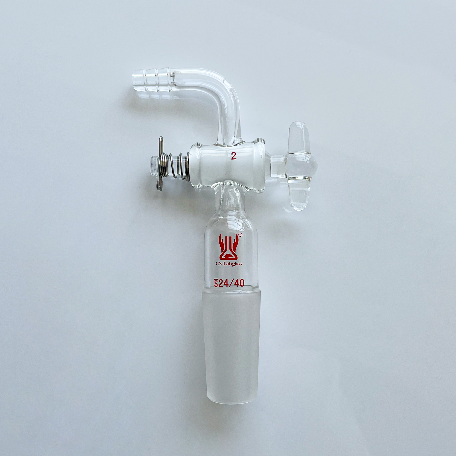 90 Degree Bent Glass Inlet Adapter with Glass Stopcock Serrated Hose  
