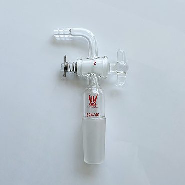 90 Degree Bent Glass Inlet Adapter with Glass Stopcock Serrated Hose