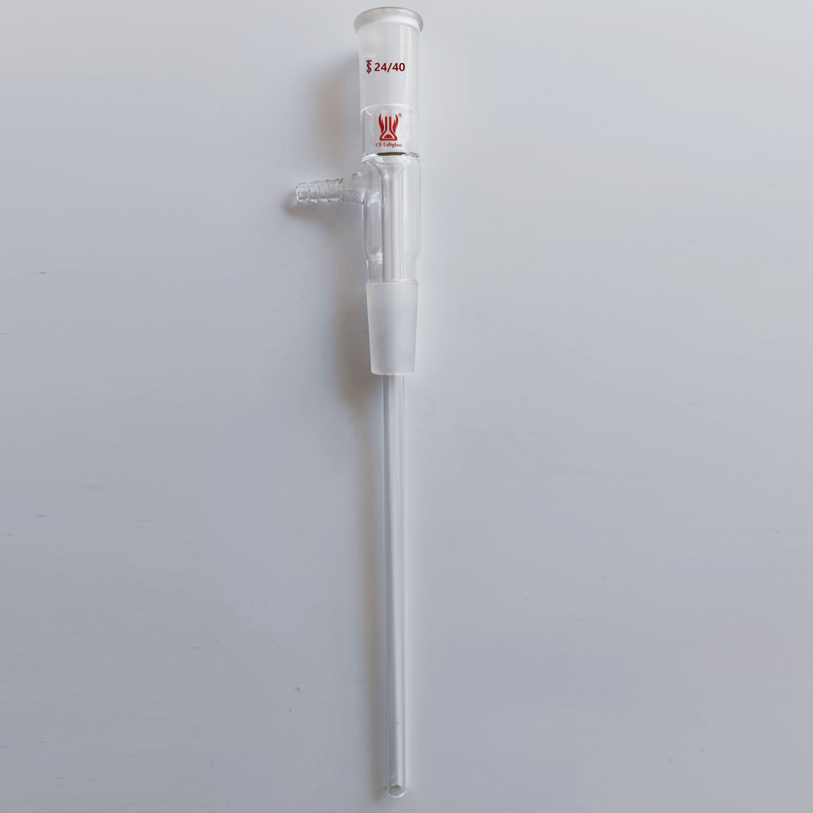 Glass Vertical Take-Off Adapter Long-stem with 24/40 Joints and Hose Connection  