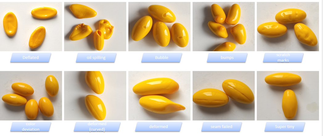 capsule (deflated, oil spilling,deformed,empty) visual inspection machine  