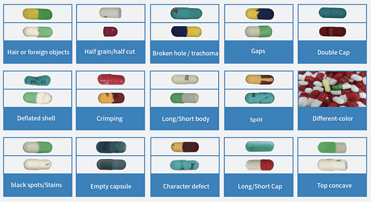 Tablet capsule (deflated, oil spilling,deformed,empty) visual inspection machine