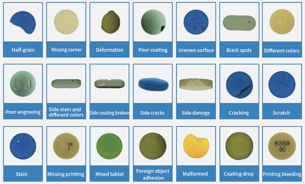 Tablet capsule (deflated, oil spilling,deformed,empty) visual inspection machine  