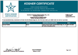 KOSHER CERTIFICATE