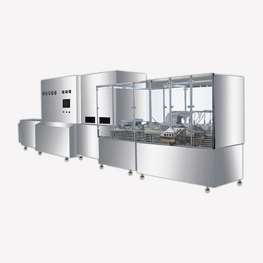Liquid vial washing, drying, filling and sealing line